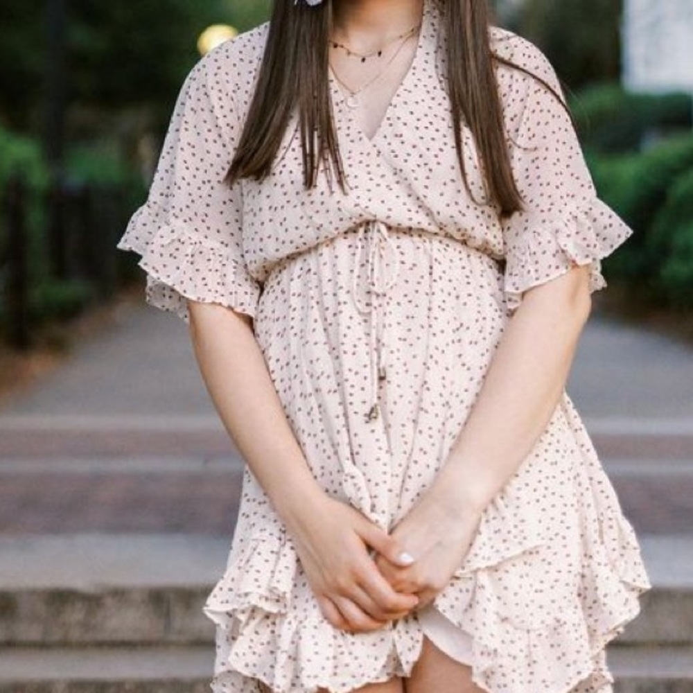 polka dotted mini dress